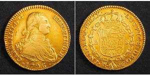 2 Ескудо Іспанська Імперія (1700 - 1808) Золото Карл IV король Іспанії  (1748-1819)
