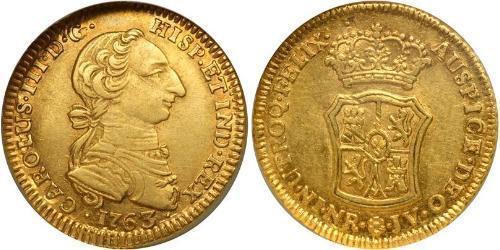 2 Ескудо Нова Ґранада (1717 - 1819) Золото Карл III король Іспанії (1716 -1788)