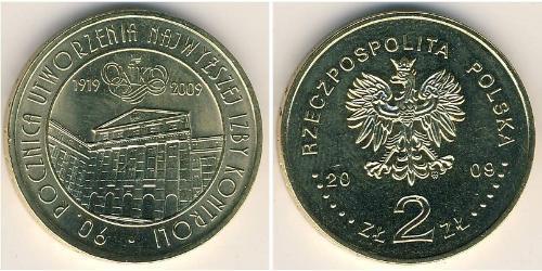2 Злотый Республика Польша (1991 - ) Латунь 