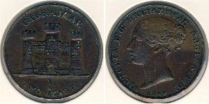 2 Кварто Gibraltar (1704 - ) Медь Виктория (1819 - 1901)
