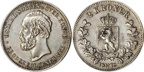2 Крона United Kingdoms of Sweden and Norway (1814-1905) Серебро Оскар II (1829-1907)