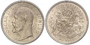 2 Крона Швеция Серебро Оскар II (1829-1907)