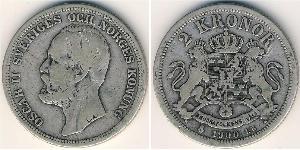 2 Крона Швеция Серебро Оскар II (1829-1907)