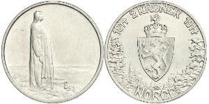 2 Крона Норвегія (1905 - ) Срібло Хокон VII (1872 - 1957)