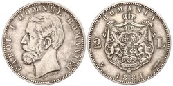 2 Leu Königreich Rumänien (1881-1947) Silber Karl I. (Rumänien) (1839 - 1914)