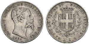 2 Лира Kingdom of Italy (1861-1946) Серебро Victor Emmanuel II of Italy (1820 - 1878)