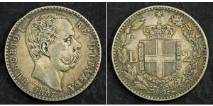 2 Лира Италия Серебро Умберто I (1844-1900)