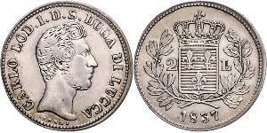 2 Ліра Kingdom of Italy (1861-1946) Срібло Карл II (герцог Парми)