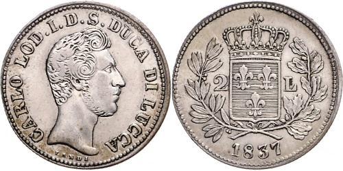2 Ліра Kingdom of Italy (1861-1946) Срібло Карл II (герцог Парми)