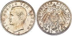 2 Mark Kingdom of Bavaria (1806 - 1918) Silver Otto of Bavaria (1848 – 1916)