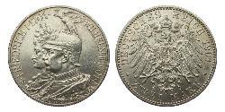 2 Mark Kingdom of Prussia (1701-1918) Silver Wilhelm II, German Emperor (1859-1941)