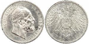 2 Марка Grand Duchy of Oldenburg (1814 - 1918) Серебро Пётр II Ольденбургский (1827 - 1900)