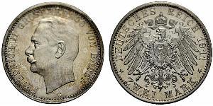 2 Марка Великое герцогство Баден (1806-1918) Серебро Frederick II, Grand Duke of Baden (1857 - 1928)