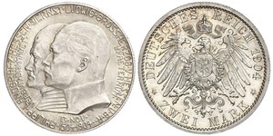 2 Марка Великое герцогство Гессен (1806 - 1918) Серебро Эрнст Людвиг (великий герцог Гессенский) (1868 - 1937)