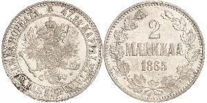 2 Марка Великое княжество Финляндское (1809 - 1917) Серебро Александр III (1845 -1894)