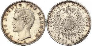 2 Марка Королевство Бавария (1806 - 1918) Серебро Отто I (король Баварии)(1848 – 1916)