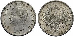 2 Марка Королевство Бавария (1806 - 1918) Серебро Отто I (король Баварии)(1848 – 1916)