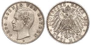 2 Марка Королевство Бавария (1806 - 1918) Серебро Отто I (король Баварии)(1848 – 1916)
