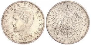 2 Марка Королевство Бавария (1806 - 1918) Серебро Отто I (король Баварии)(1848 – 1916)