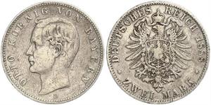2 Марка Королевство Бавария (1806 - 1918) Серебро Отто I (король Баварии)(1848 – 1916)