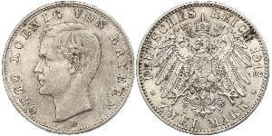 2 Марка Королевство Бавария (1806 - 1918) Серебро Отто I (король Баварии)(1848 – 1916)