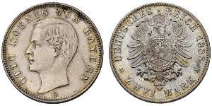 2 Марка Королевство Бавария (1806 - 1918) Серебро Отто I (король Баварии)(1848 – 1916)