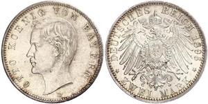 2 Марка Королевство Бавария (1806 - 1918) Серебро Отто I (король Баварии)(1848 – 1916)