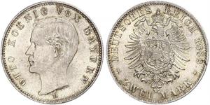 2 Марка Королевство Бавария (1806 - 1918) Серебро Отто I (король Баварии)(1848 – 1916)