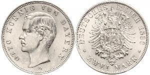2 Марка Королевство Бавария (1806 - 1918) Серебро Отто I (король Баварии)(1848 – 1916)