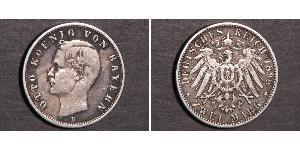 2 Марка Королевство Бавария (1806 - 1918) Серебро Отто I (король Баварии)(1848 – 1916)