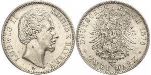 2 Марка Королевство Бавария (1806 - 1918) Серебро Людвиг II (король Баварии)(1845 – 1886)
