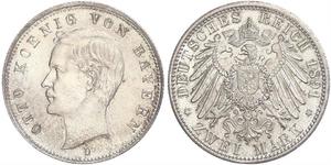 2 Марка Королевство Бавария (1806 - 1918) Серебро Отто I (король Баварии)(1848 – 1916)