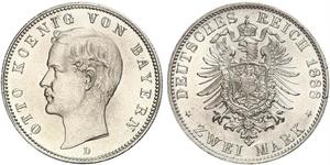 2 Марка Королевство Бавария (1806 - 1918) Серебро Отто I (король Баварии)(1848 – 1916)
