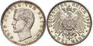 2 Марка Королевство Бавария (1806 - 1918) Серебро Отто I (король Баварии)(1848 – 1916)