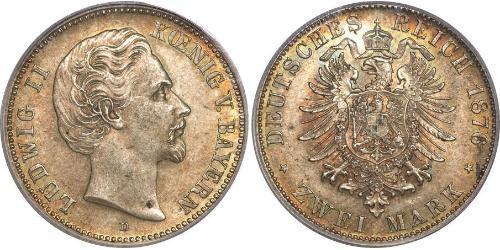2 Марка Королевство Бавария (1806 - 1918) Серебро Людвиг II (король Баварии)(1845 – 1886)