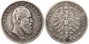 2 Марка Королевство Вюртемберг (1806-1918) Серебро Карл I (король Вюртемберга)