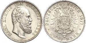2 Марка Королевство Вюртемберг (1806-1918) Серебро Карл I (король Вюртемберга)