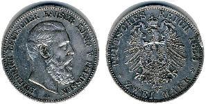 2 Марка Пруссия (королевство) (1701-1918) Серебро Фридрих III (германский император) (1831-1888)