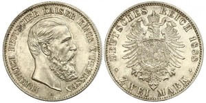 2 Марка Пруссия (королевство) (1701-1918) Серебро Фридрих III (германский император) (1831-1888)