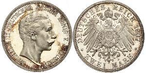 2 Марка Пруссия (королевство) (1701-1918) Серебро Wilhelm II, German Emperor (1859-1941)