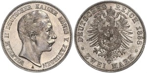 2 Марка Пруссия (королевство) (1701-1918) Серебро Wilhelm II, German Emperor (1859-1941)