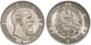 2 Марка Пруссия (королевство) (1701-1918) Серебро Фридрих III (германский император) (1831-1888)