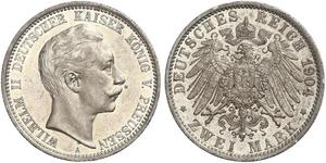 2 Марка Пруссия (королевство) (1701-1918) Серебро Wilhelm II, German Emperor (1859-1941)