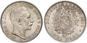 2 Марка Пруссия (королевство) (1701-1918) Серебро Wilhelm II, German Emperor (1859-1941)