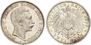 2 Марка Пруссия (королевство) (1701-1918) Серебро Wilhelm II, German Emperor (1859-1941)