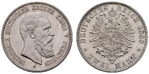 2 Марка Пруссия (королевство) (1701-1918) Серебро Фридрих III (германский император) (1831-1888)