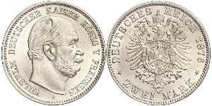 2 Марка Пруссия (королевство) (1701-1918) Серебро Wilhelm I, German Emperor (1797-1888)