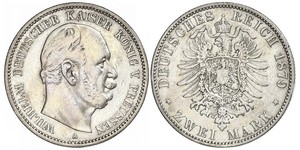 2 Марка Пруссия (королевство) (1701-1918) Серебро Wilhelm I, German Emperor (1797-1888)