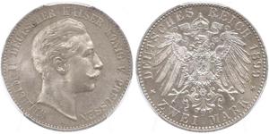 2 Марка Пруссия (королевство) (1701-1918) Серебро Wilhelm II, German Emperor (1859-1941)
