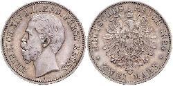 2 Марка Рейсс (старшей линии) (1778 - 1918) Серебро Heinrich XIV, Prince Reuss Younger Line